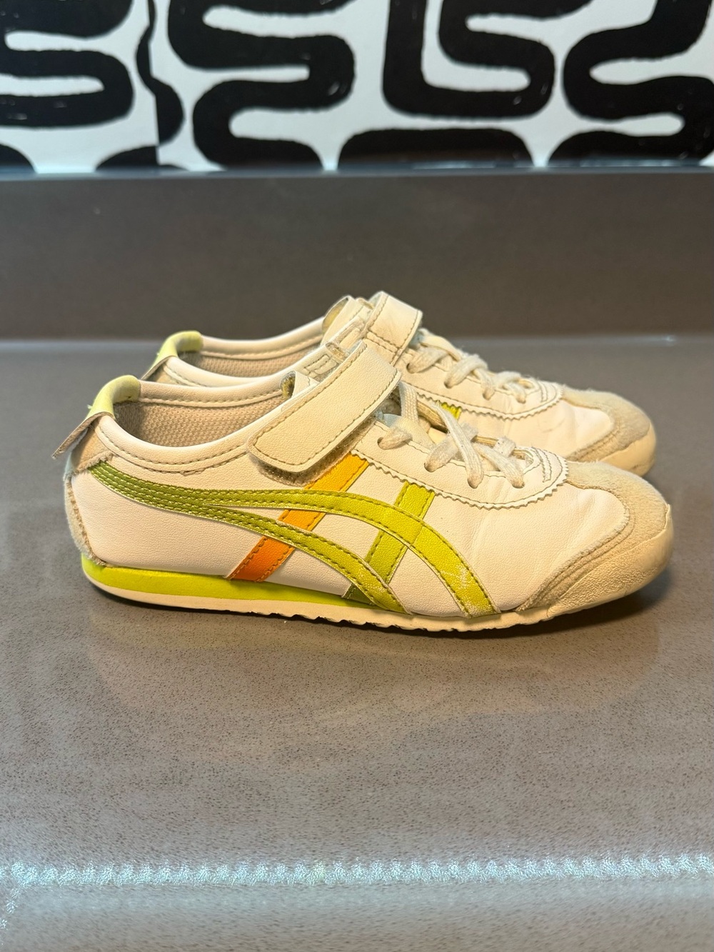 Onitsuka Tiger White Sneakers with Lime & Orange Accents